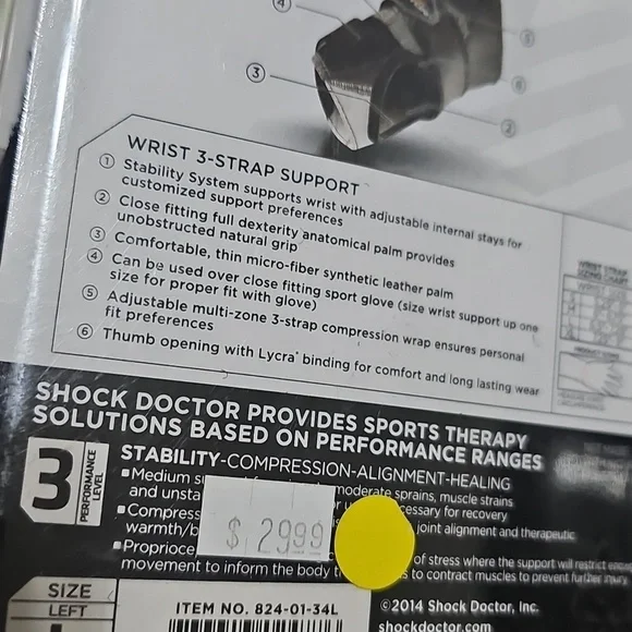Shock Doctor Left Wrist 3 Strap Support Large New - Picture 3 of 3